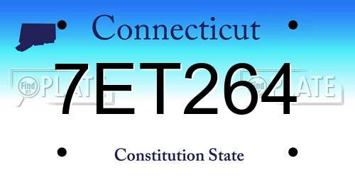 7ET264 Connecticut License Plate