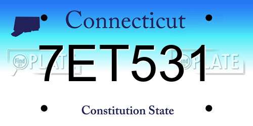 7ET531 Connecticut License Plate