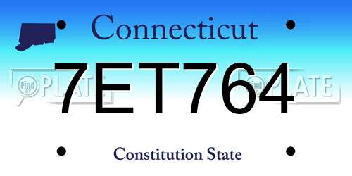 7ET764 Connecticut License Plate