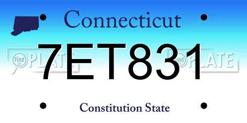 7ET831 Connecticut License Plate
