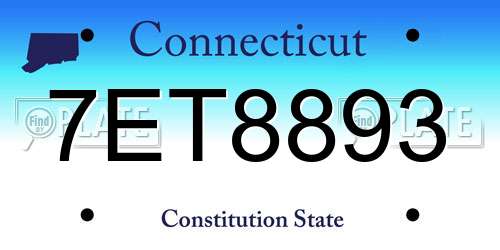 7ET8893 Connecticut License Plate