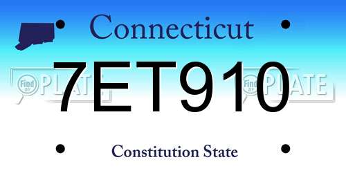 7ET910 Connecticut License Plate