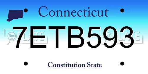 7ETB593 Connecticut License Plate