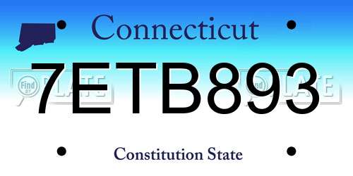 7ETB893 Connecticut License Plate