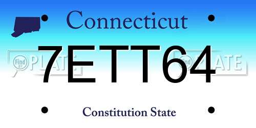 7ETT64 Connecticut License Plate