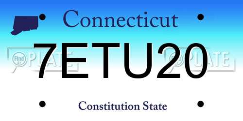 7ETU20 Connecticut License Plate