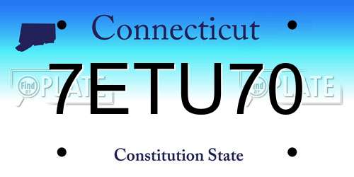 7ETU70 Connecticut License Plate