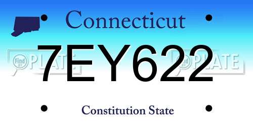 7EY622 Connecticut License Plate