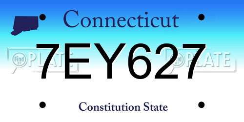 7EY627 Connecticut License Plate