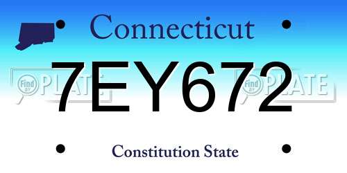 7EY672 Connecticut License Plate