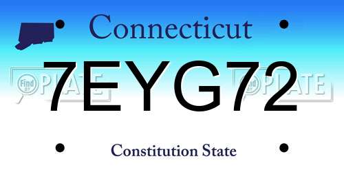 7EYG72 Connecticut License Plate