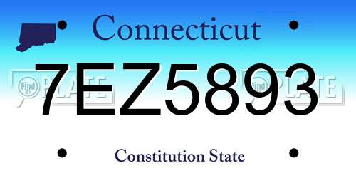 7EZ5893 Connecticut License Plate