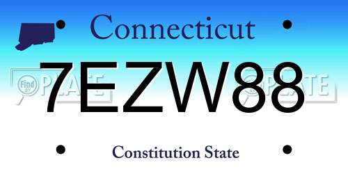 7EZW88 Connecticut License Plate