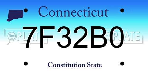 7F32B0 Connecticut License Plate
