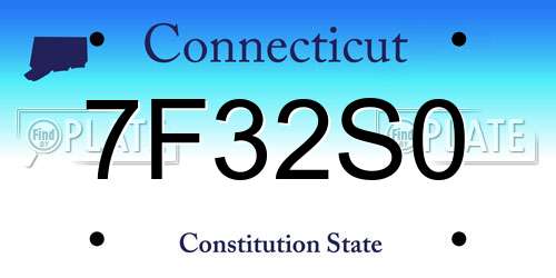 7F32S0 Connecticut License Plate