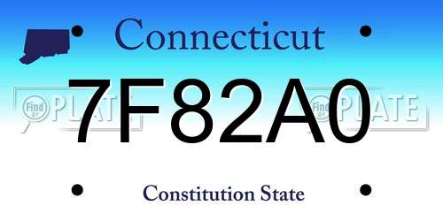 7F82A0 Connecticut License Plate