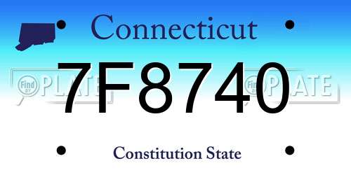 7F8740 Connecticut License Plate