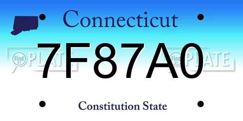 7F87A0 Connecticut License Plate