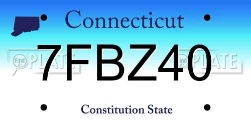 7FBZ40 Connecticut License Plate
