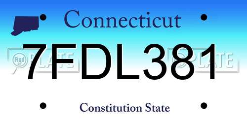 7FDL381 Connecticut License Plate