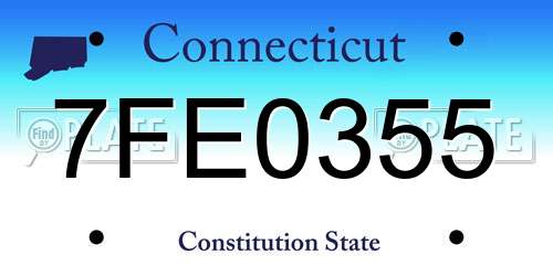 7FE0355 Connecticut License Plate