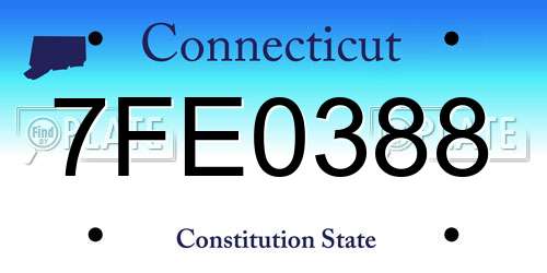 7FE0388 Connecticut License Plate
