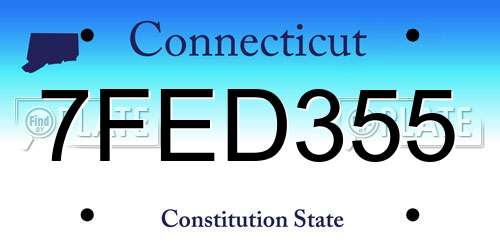 7FED355 Connecticut License Plate