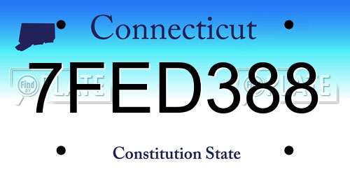 7FED388 Connecticut License Plate