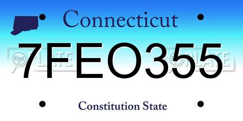7FEO355 Connecticut License Plate