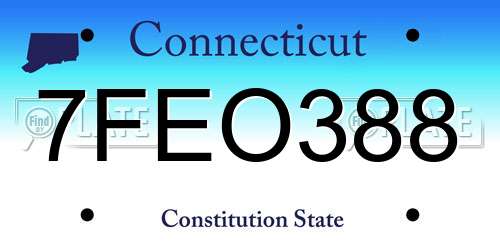 7FEO388 Connecticut License Plate