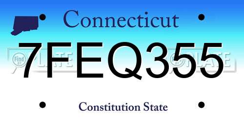 7FEQ355 Connecticut License Plate