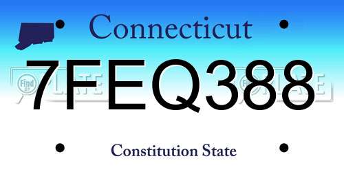 7FEQ388 Connecticut License Plate