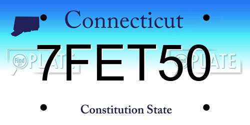7FET50 Connecticut License Plate