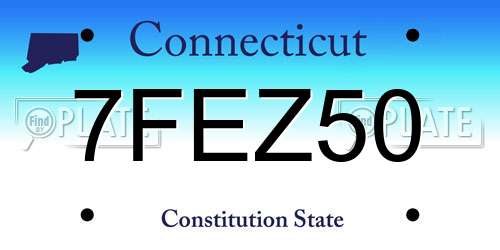 7FEZ50 Connecticut License Plate