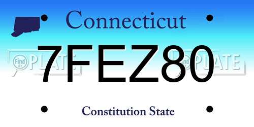 7FEZ80 Connecticut License Plate