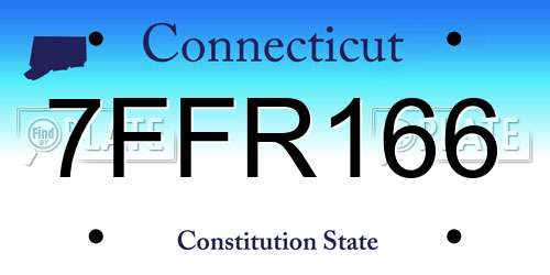 7FFR166 Connecticut License Plate