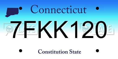 7FKK120 Connecticut License Plate