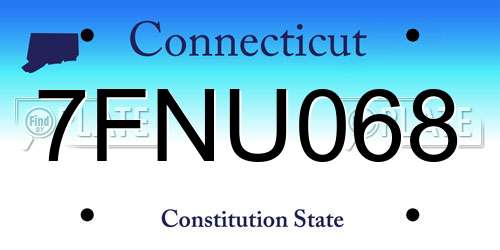7FNU068 Connecticut License Plate