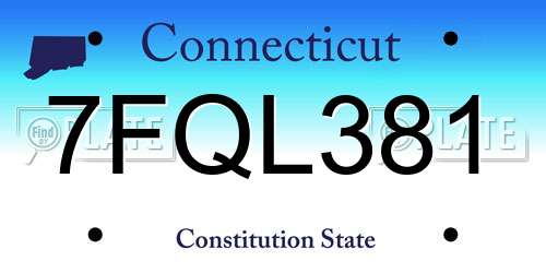 7FQL381 Connecticut License Plate