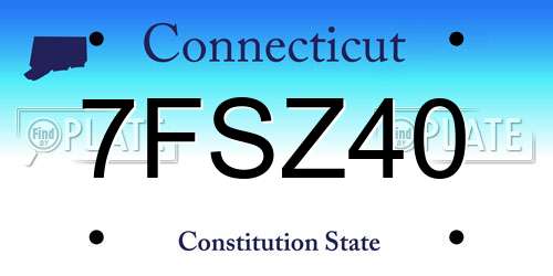 7FSZ40 Connecticut License Plate