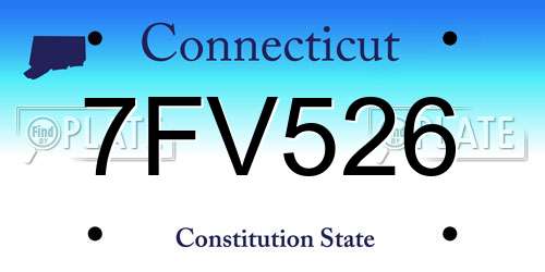 7FV526 Connecticut License Plate