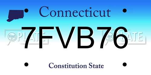 7FVB76 Connecticut License Plate