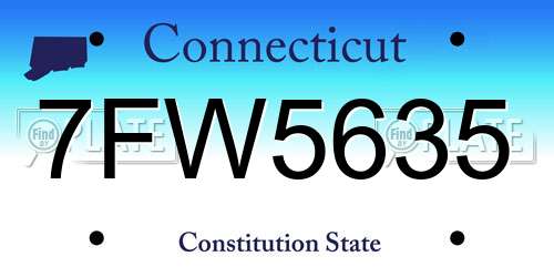 7FW5635 Connecticut License Plate