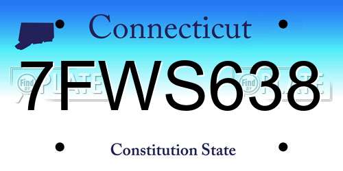 7FWS638 Connecticut License Plate