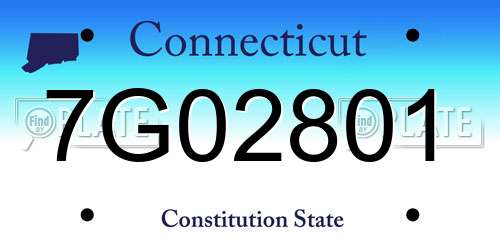7G02801 Connecticut License Plate