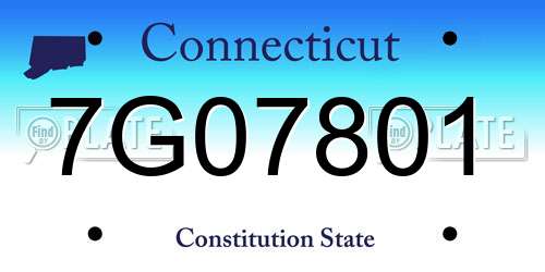 7G07801 Connecticut License Plate