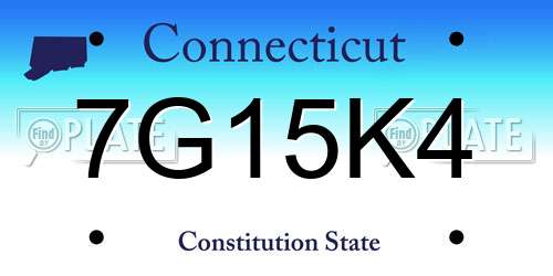7G15K4 Connecticut License Plate