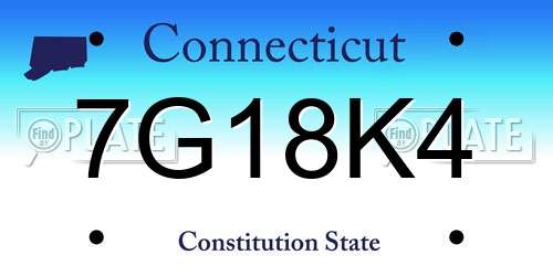 7G18K4 Connecticut License Plate