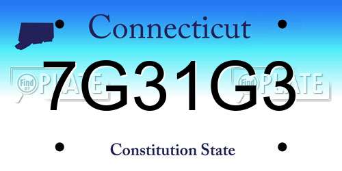 7G31G3 Connecticut License Plate