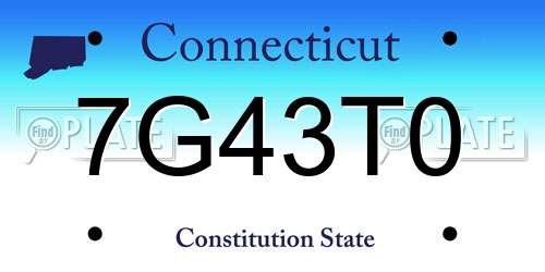 7G43T0 Connecticut License Plate